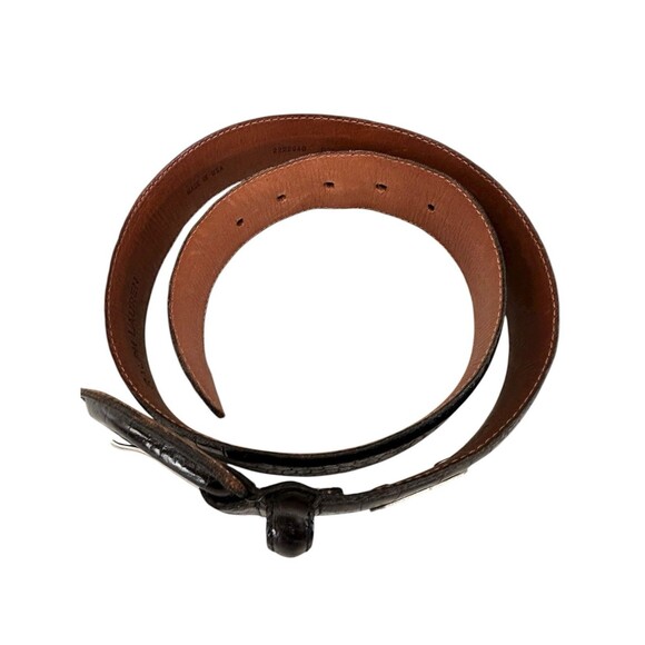 Vintage Ralph Lauren Main Label Black Faux Reptile Embossed Leather Belt main image 6